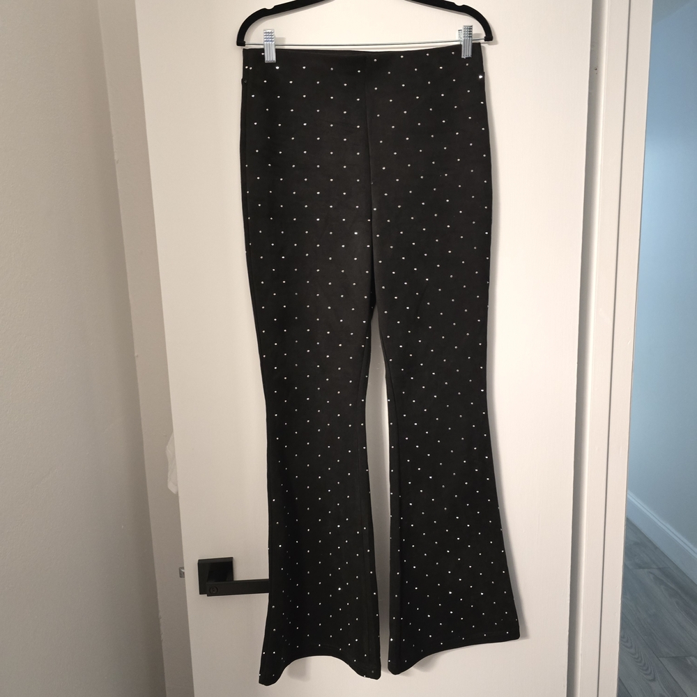 Elegant Black Studded Flare Pants